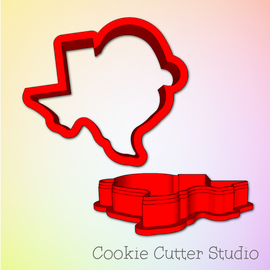 Texas with Santa Hat Cookie Cutter, Christmas Cookie Cutter