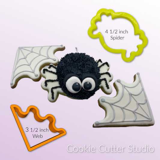 Spider Web & Spider Cookie Cutter Set, Halloween Cookie Cutter