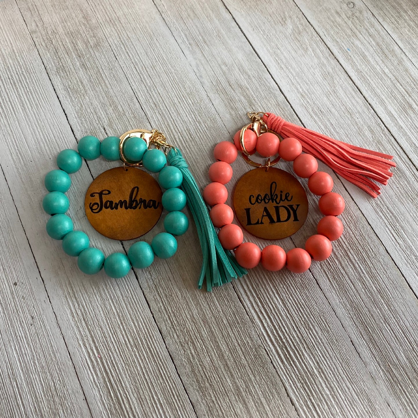 Wristlet Keychain, Bracelet Keychain, Personalized Wristlet Keychain, Engraved Keychain