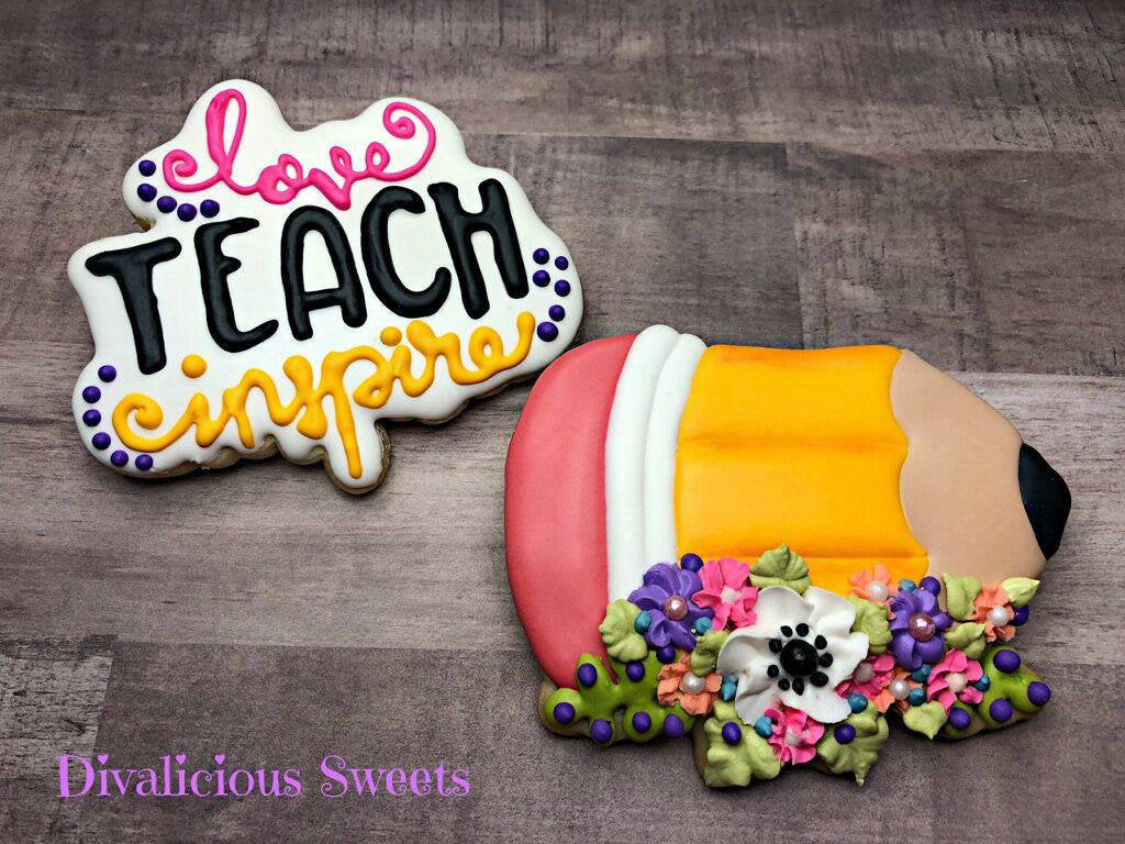 Floral Pencil and Plaque Cookie Cutter Set
