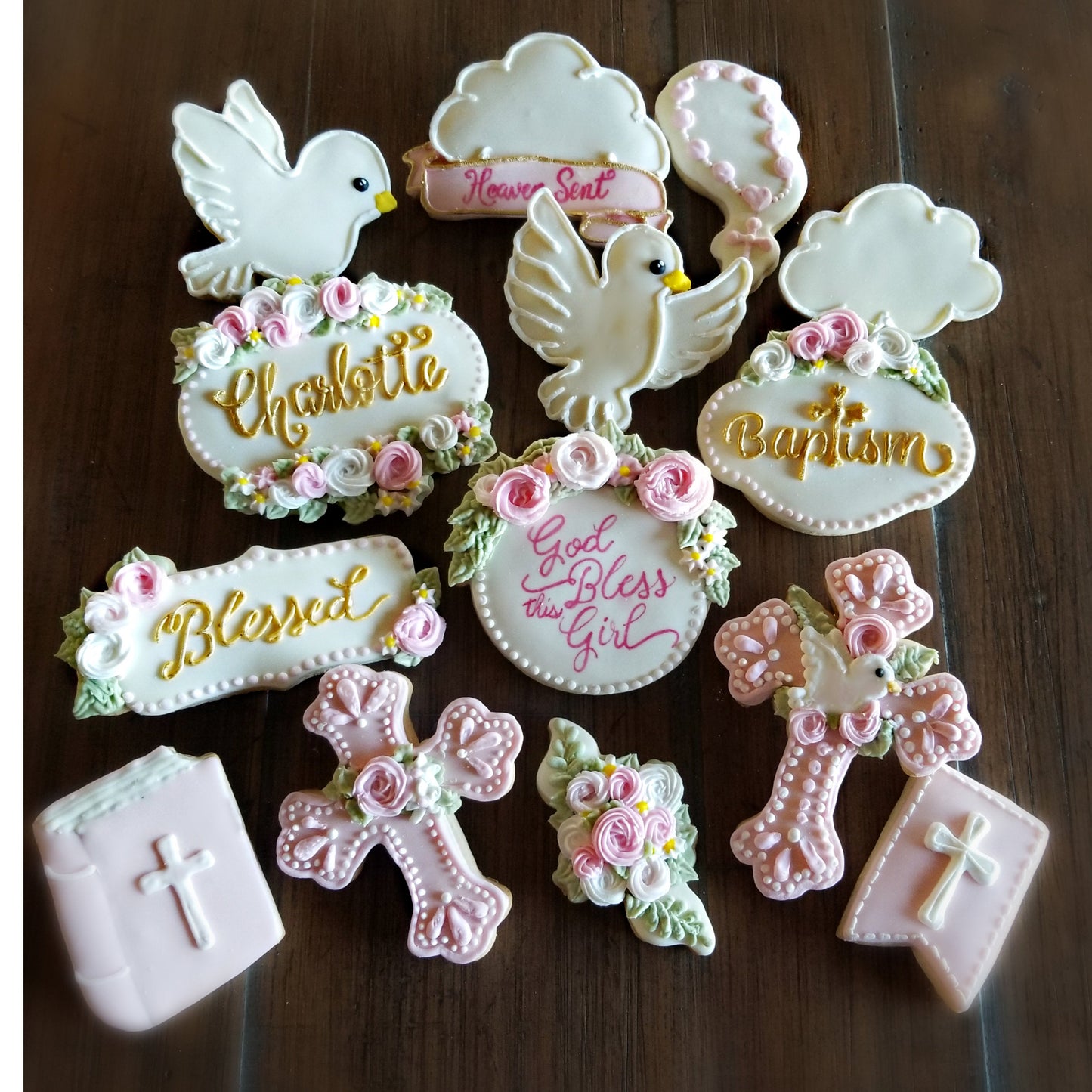 Floral Plaque Cookie Cutter, Baptism Cookie Cutter