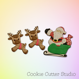 Santa Cookie Cutter, Sleigh Cookie Cutter, Reindeer Cookie Cutter