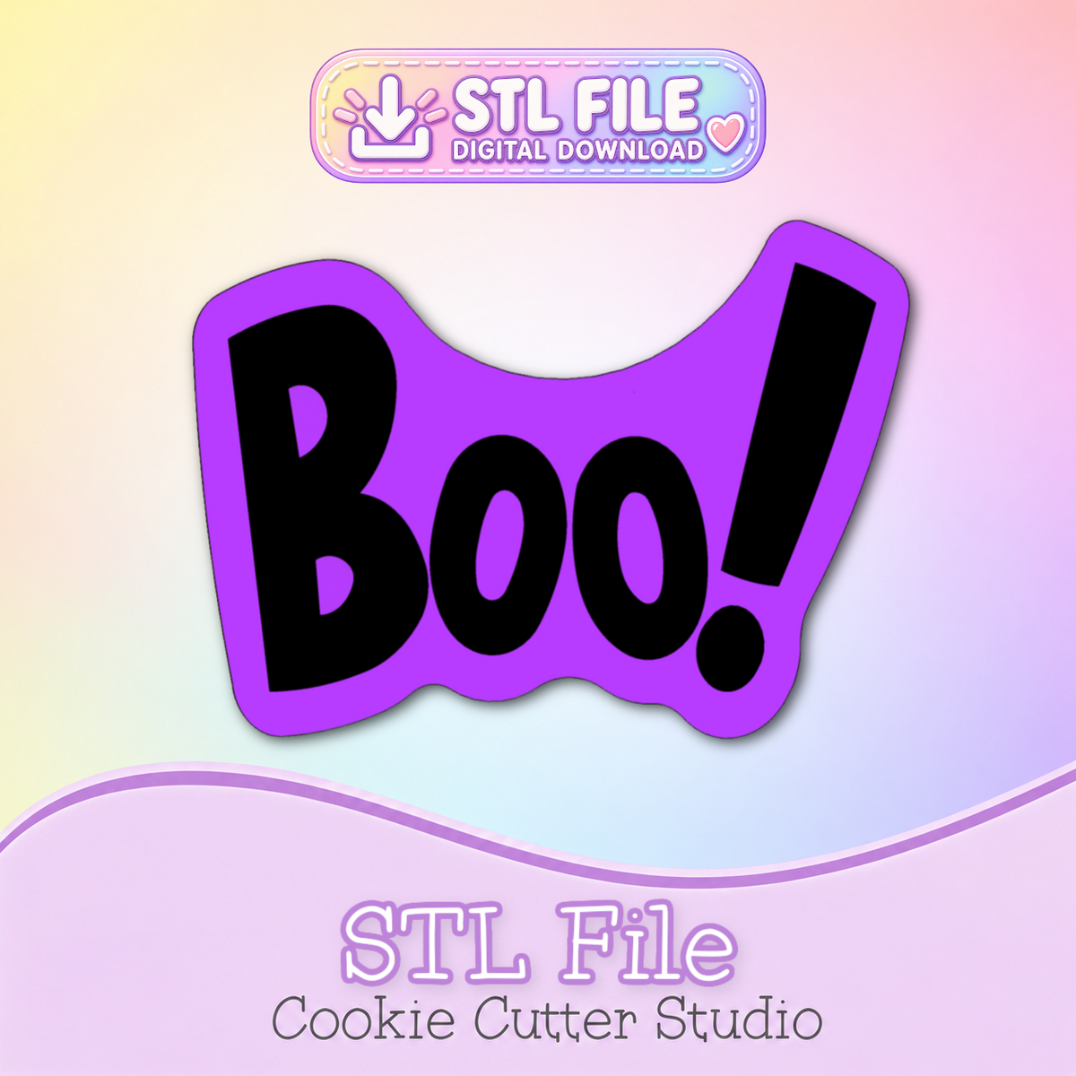 Boo Cookie Cutter STL File | Digital Download Only | 5 Sizes