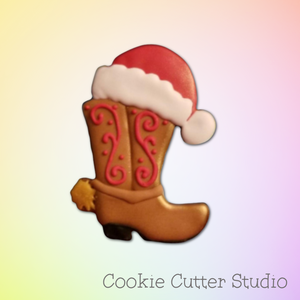 Santa Hat on Boot Cookie Cutter, Christmas Cookie Cutter