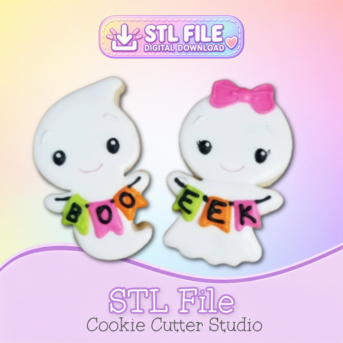 Boy and Girl Ghost Cookie Cutter STL Files | Digital Download Only | 5 Sizes