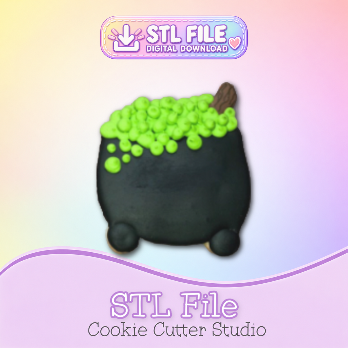 Cauldron Cookie Cutter STL File | Digital Download Only | 5 Sizes