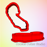 California with Santa Hat Cookie Cutter