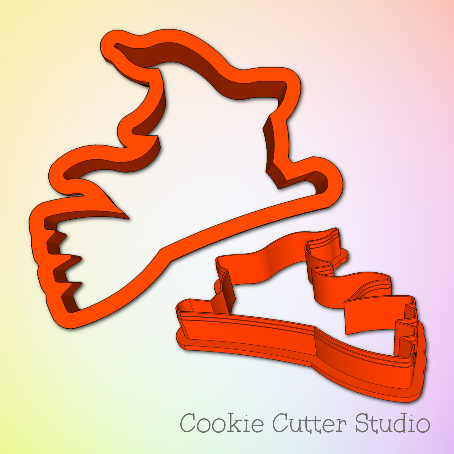 Ghost Witch on Broom Cookie Cutter, Halloween Cookie Cutter