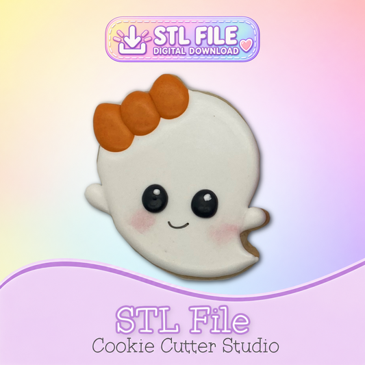 Ghost with Bow Cookie Cutter STL File | Digital Download Only | 5 Sizes