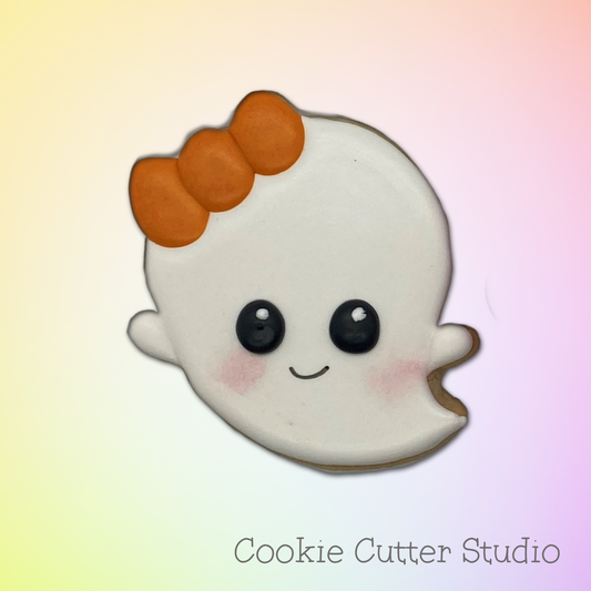 Ghost with a Bow Cookie Cutter, Halloween Cookie Cutter
