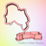 Mermaid holding banner cookie cutter