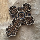 Navy Mandala Wood Cross