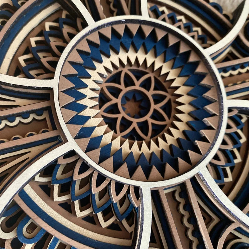 Navy Mandala Wood Cross