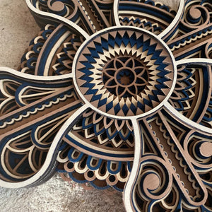 Navy Mandala Wood Cross