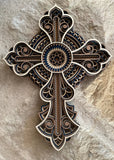 Navy Mandala Wood Cross