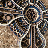 Navy Mandala Wood Cross