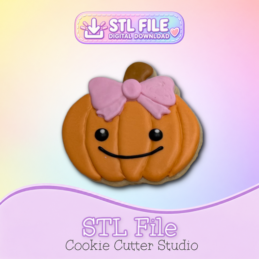 Pumpkin with a Bow Cookie Cutter STL File | Digital Download Only | 5 Sizes