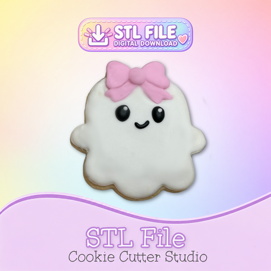 Ghost with a Bow Cookie Cutter STL File | Digital Download Only | 5 Sizes