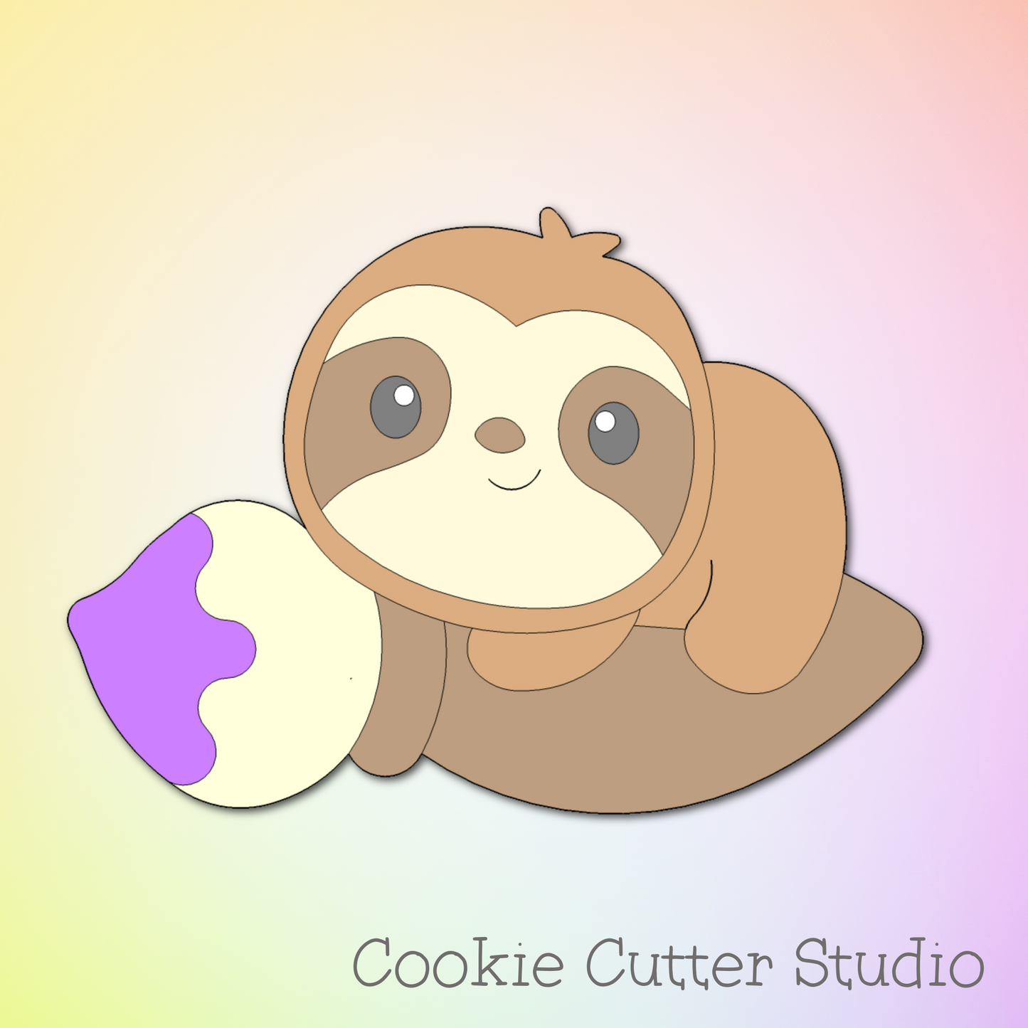 Sloth with a Paint Brush Cookie Cutter, Animal Cookie Cutter