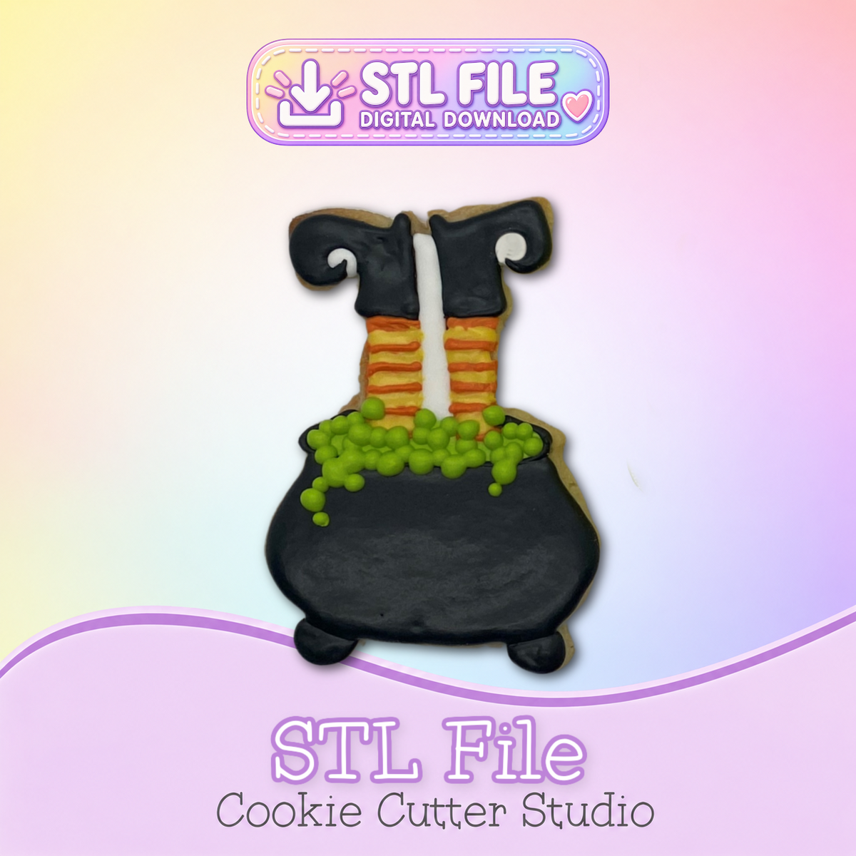 Witch Feet in Cauldron Cookie Cutter STL Files | Digital Download Only | 5 Files (Copy)