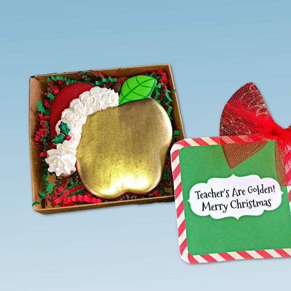 Apple with Santa Hat Cookie Cutter, Teacher Gift Set
