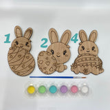 3 Piece Bunny DIY Paint Kit, Easter Gifts for Kids, Easter Tiered Tray Décor