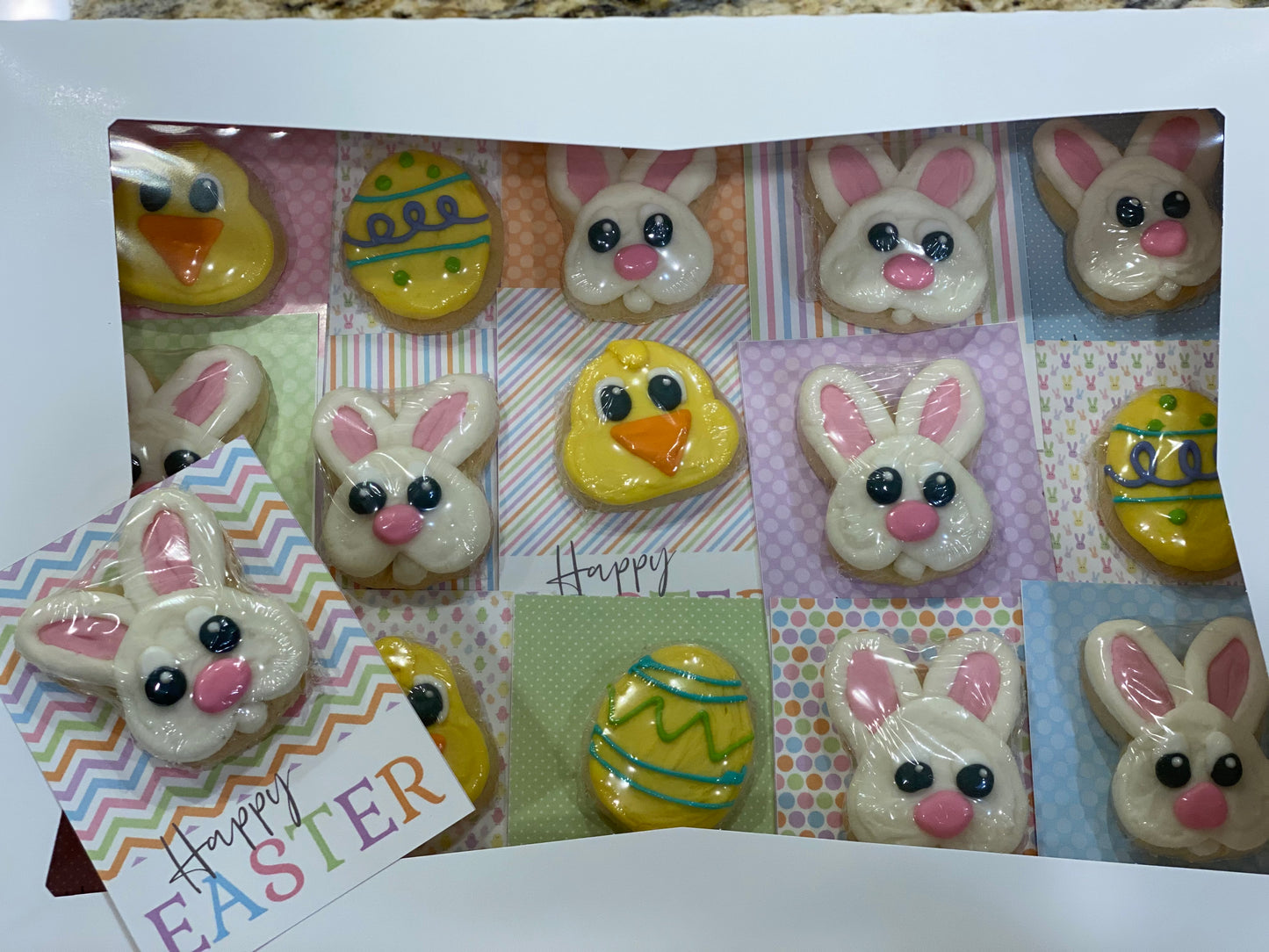 Happy Easter Cookie Card - Pastel Stripes