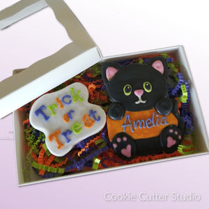 Black Cat Plaque Cookie Cutter, Halloween Cookie Cutter