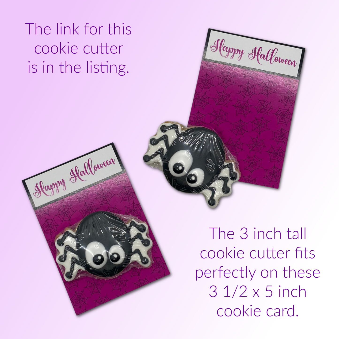 Halloween Cookie Card - Pink Spider Web