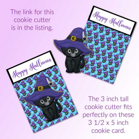 Halloween Cookie Card - Cat in a Witch Hat