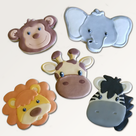 Safari Animal Cookie Cutter Set – Elephant, Giraffe, Lion, Monkey, Zebra – Large Jungle Theme Baking Tools for Kids’ Parties and Events