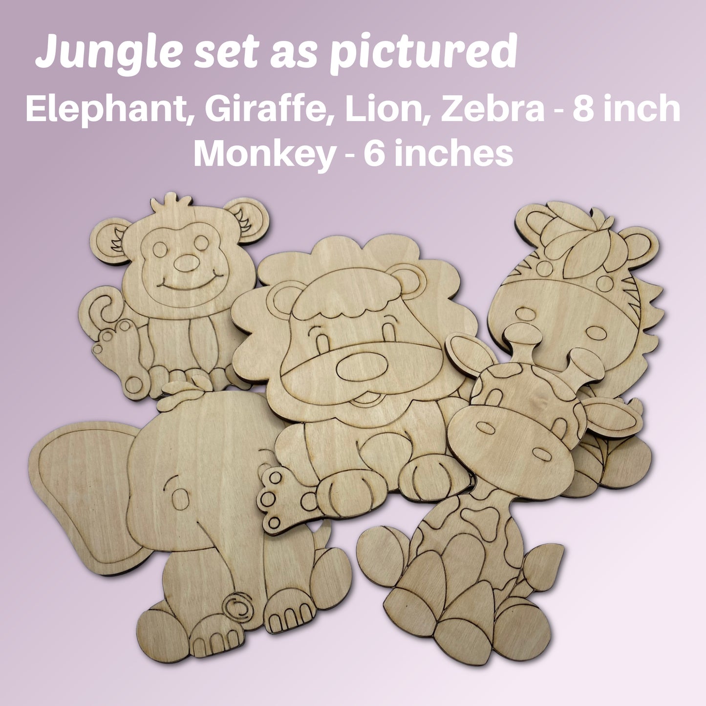 Safari Animal Party Favors, Jungle Animal Wood Cutouts