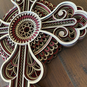 Closeup of Burgany Mandala Wall Cross