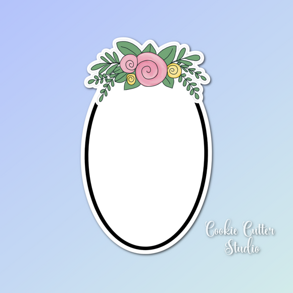 Oval Floral Plaque Cookie Cutter