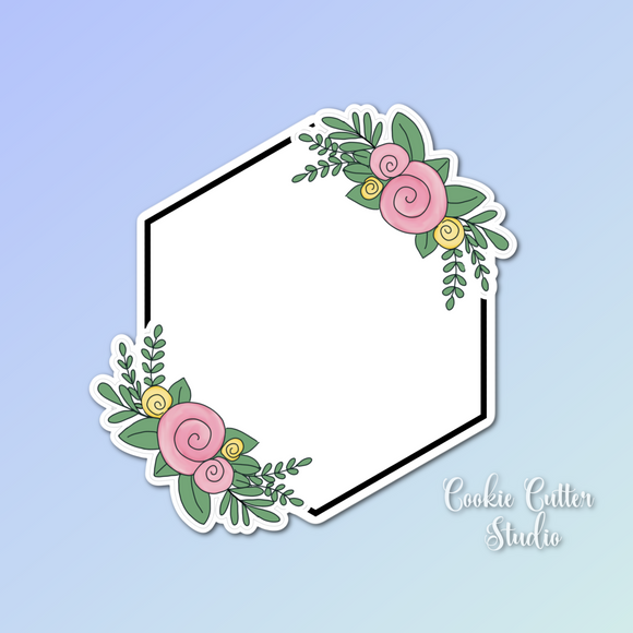 Floral Hexagon Plaque Cookie Cutter