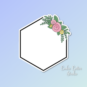 Floral Hexagon Plaque Cookie Cutter