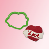 Heart with Banner Cookie Cutter, Valentine Cookie Cutter
