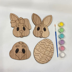 4 Piece Bunny DIY Paint Kit, Easter Gifts for Kids, Easter Tiered Tray Décor