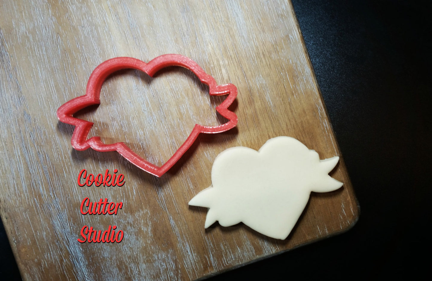 Heart with Banner Cookie Cutter, Valentine Cookie Cutter