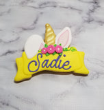 Unicorn Bunny Ears Plaque Cookie Cutter, Easter Cookie Cutter