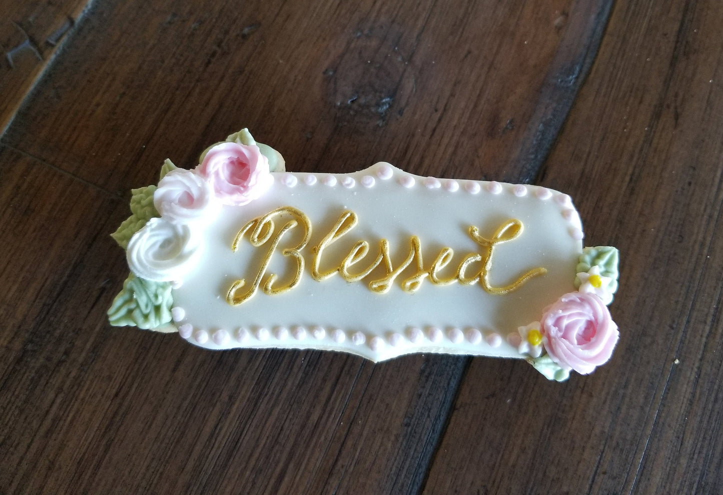 Floral Plaque Cookie Cutter, Baptism Cookie Cutter