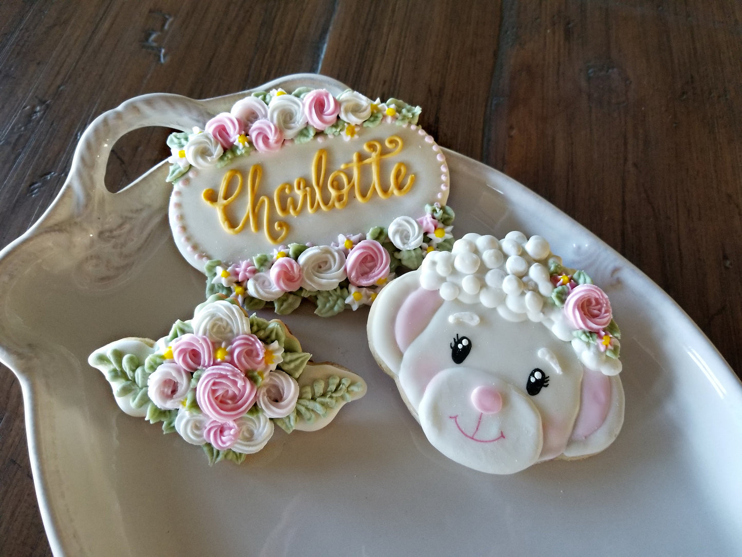 Floral Plaque Cookie Cutter, Baptism Cookie Cutter