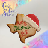 Texas with Santa Hat Cookie Cutter,  Christmas Cookie Cutter