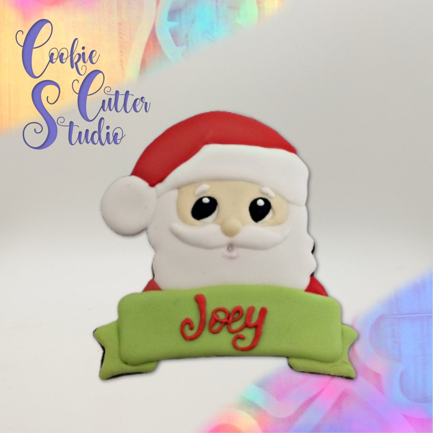 Santa Clause with Banner Cookie Cutter, Christmas Cookie Cutters