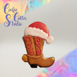 Santa Hat on Boot Cookie Cutter, Christmas Cookie Cutter